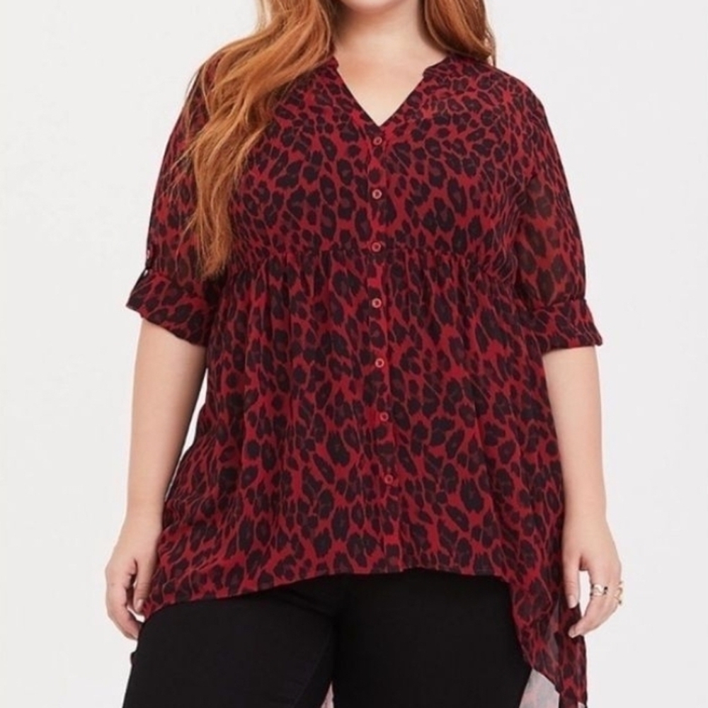 Torrid Red Animal Print Blouse